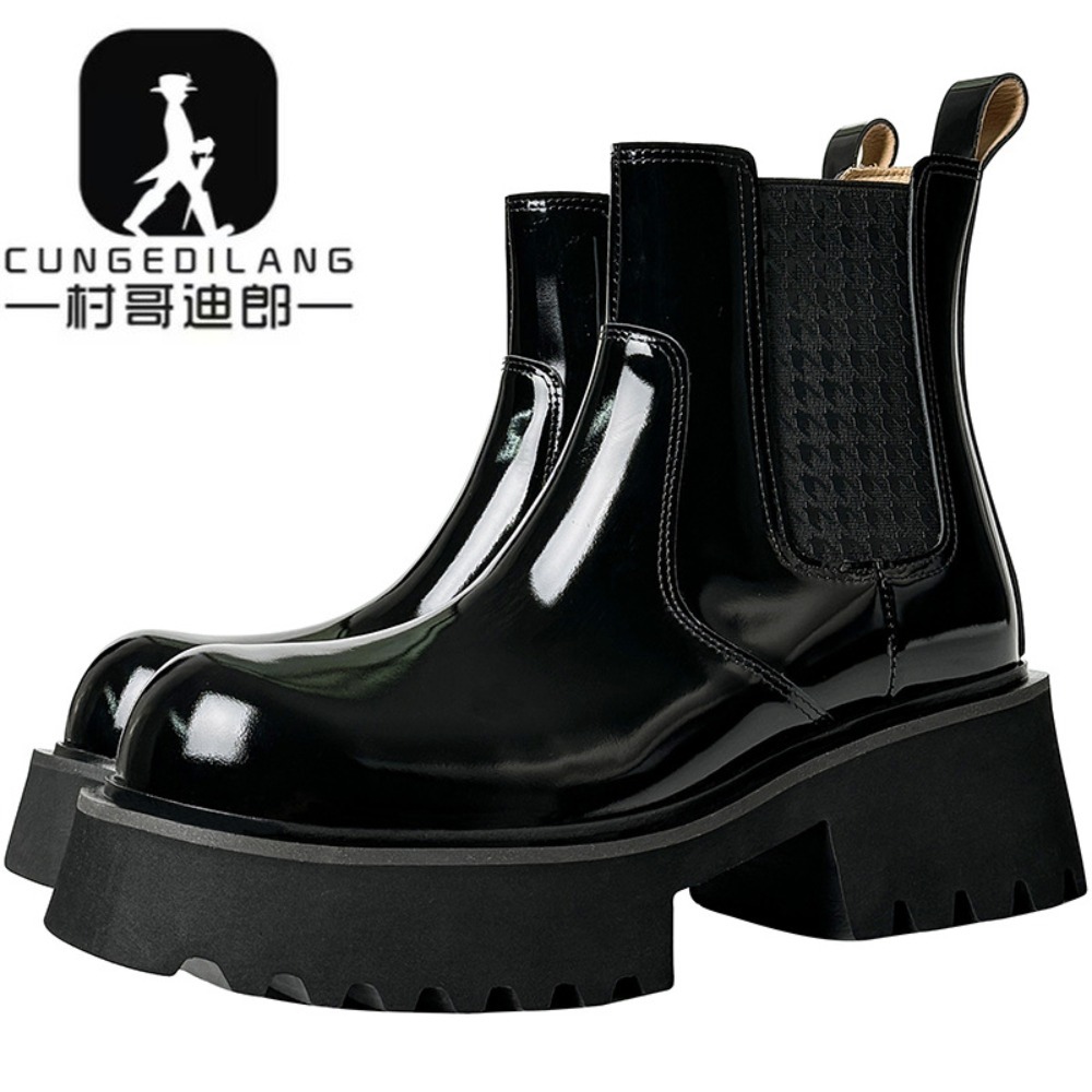 Men'S Shoes With Height Increase - 겨울용 남성용 첼시 부츠, 힐이 보이지