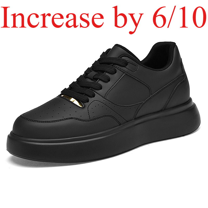 Men'S Shoes With Height Increase - 남성용 솔리드 인조가죽 스케이트 슈즈, 레이스업,